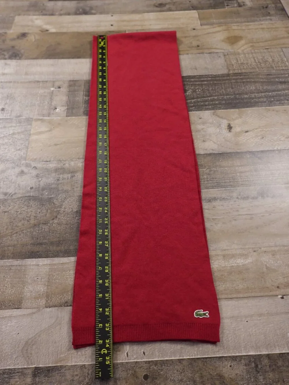 Lacoste Wool Cashmere Blend Scarf Red 68” Logo Luxury Winter Unisex